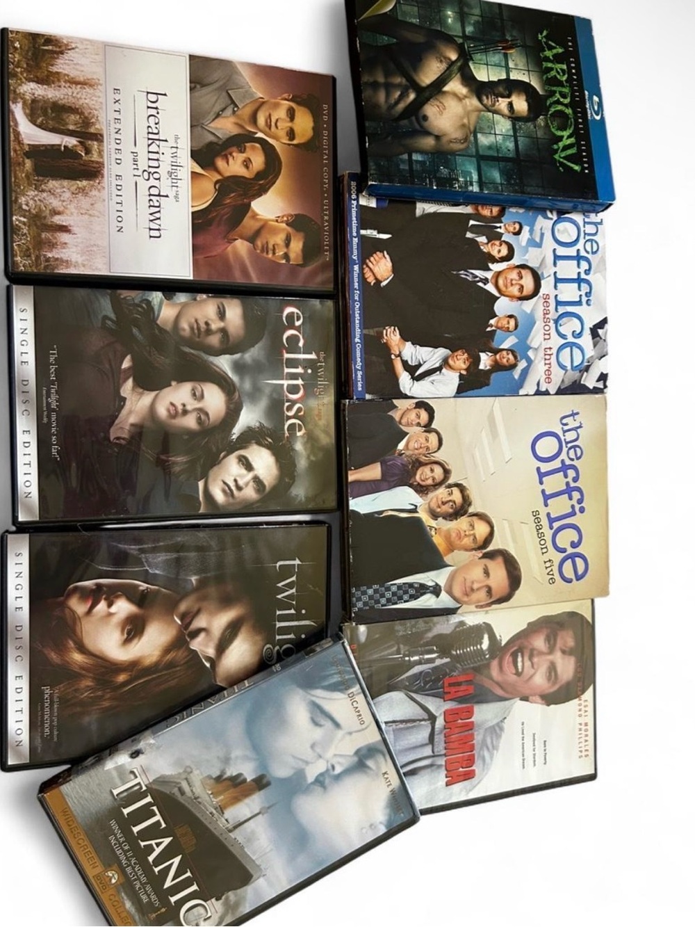 Mixed TV & Movie DVD Lot - The Office, Twilight, Titanic, Arrow